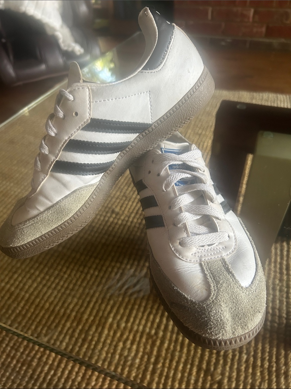 Mens Adidas Samba White and Black Athletic Sneakers Size 5.5 (or women's 7)